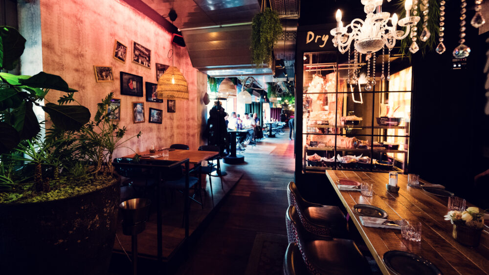 Stylish interior of Augenweide, offering a relaxed dining atmosphere in Vienna.